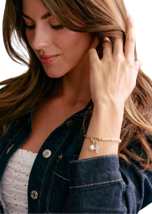 Produktbild Thomas Sabo Charm Armband Paperclip und Perlen mit einem Connect Link vergoldet (17 cm, Vergoldet, 925 Sterling Silber)