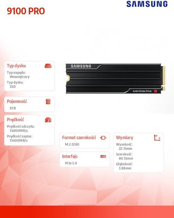 Actual product image Samsung 9100 PRO (8000 GB, M.2 2280)