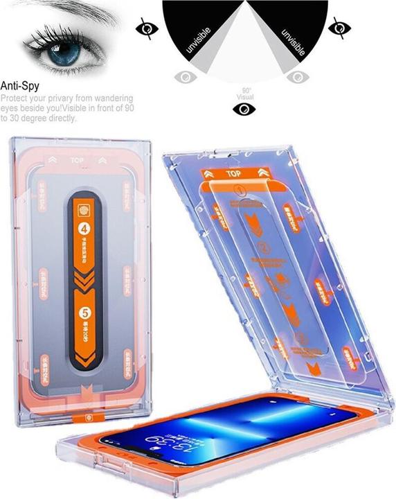 Protectorking 5x Blickschutz 9H Panzerglas Anti-Spy Montagehilfe (5 Stück, Apple iPhone 13)