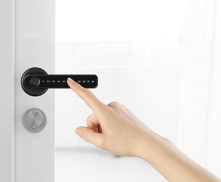Produktbild VisorTech Sicherheits-Türbeschläge schwarz, Fingerprint Scanner, PIN, 5er Set (Fingerabdruck)