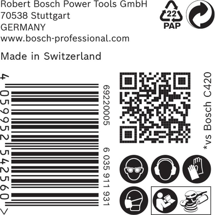 Image du produit Bosch Professional Zubehör EXPERT C470 Papier abrasif à 6 trous pour ponceuse excentrique, 150 mm, G 60, 50 pcs. (60)