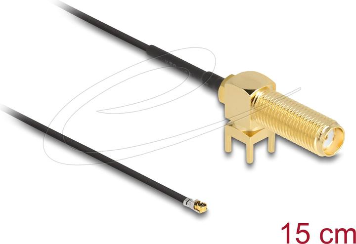 Actual product image Delock Antenna cable SMA 90° PCB socket for installation to I-PEX Inc, MHF® 4L plug 1.13 15 cm thread