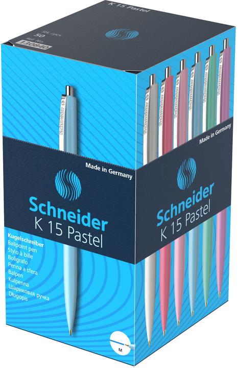 Immagine prodotto Schneider K15 - Kugelschreiber (Argento, Bianco, Blu chiaro, Lilla, Multicolore, Pastello assortito, Pink, Rosa, Verde menta, 50 x)