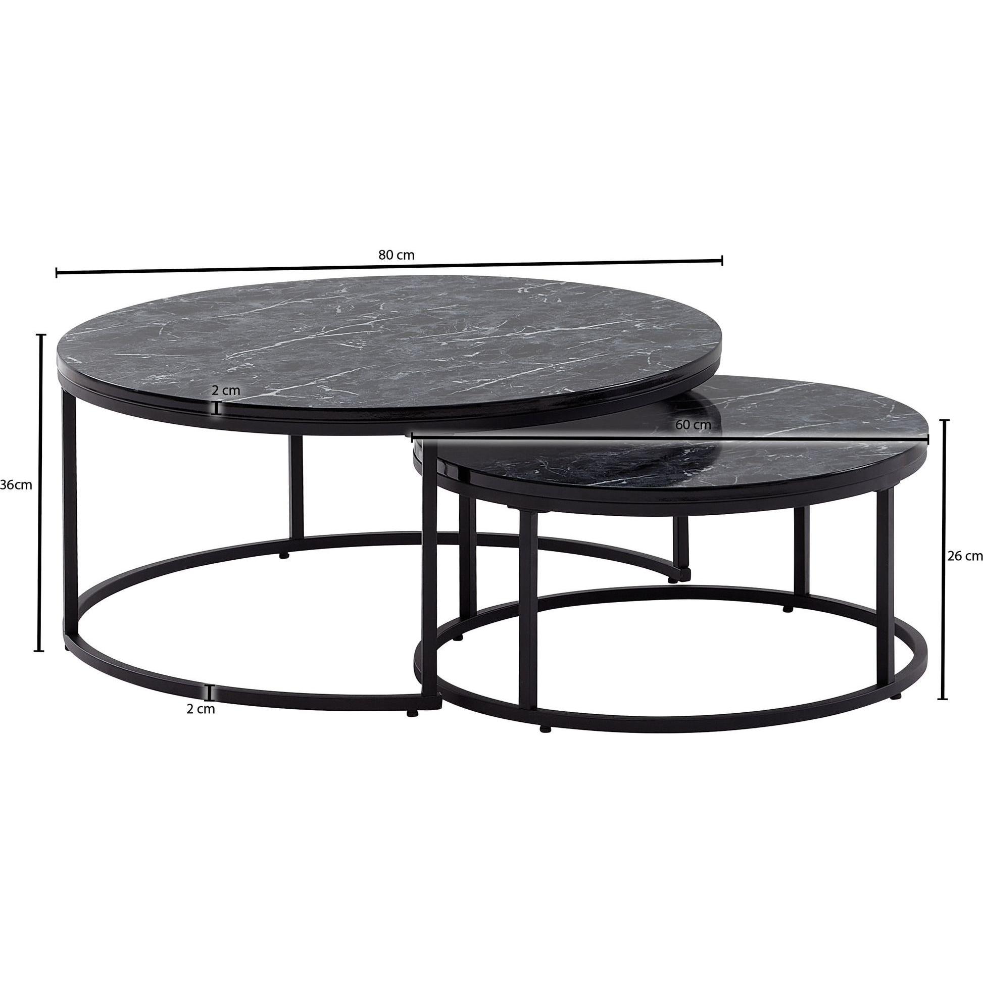 FineBuy, Couchtisch + Beistelltisch, Pia (80 x 80 x 36 cm)