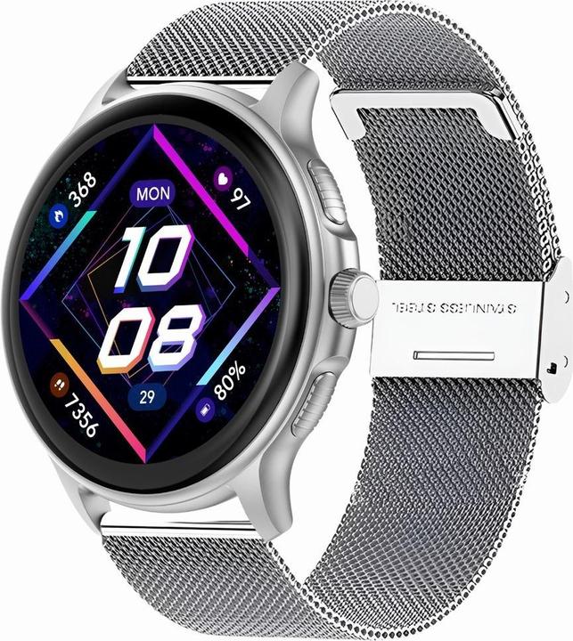 Produktbild Gravity GT12-6 Damen-Smartwatch, lila Silikonarmband + silbernes Armband