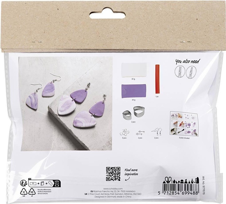 Produktbild Creativ Company Schmuck Bastelset Marmorierte Ohrringe Helllila