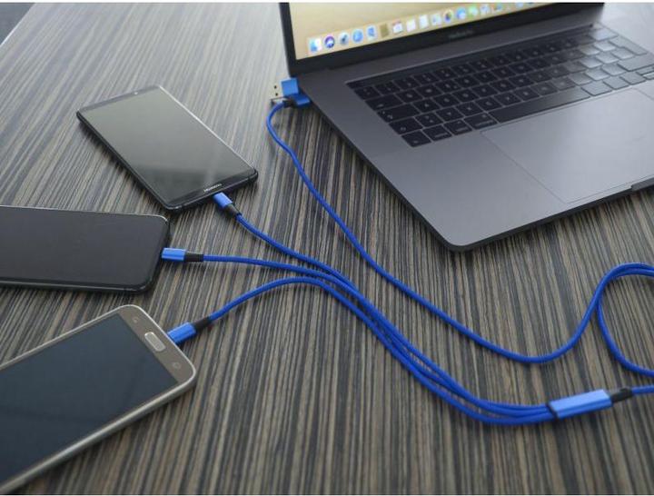 Produktbild Cololight HYDRA ULT NB Ladekabel, USB-A/USB-C -> micro USB, Lightning & USB-C, blau (1.20 m, USB 2.0)