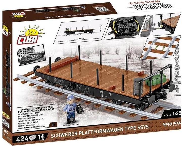 Image du produit Cobi 6284 - TRAINS /6284/GERMAN RAILWAY Heavy platform wagon TYPE SSY, 420 pièces, from 8 years.