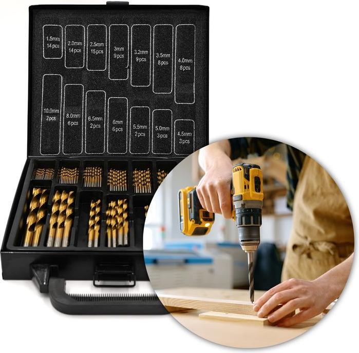 Actual product image ProPlus Drill Set Drill Set Drill Tool Kit Bit Case Drill Accessory Set (1.5 mm, 2.0 mm, 2.5 mm, 3 mm, 3.2 mm, 3.5 mm, 4 mm, 4.5 mm, 5.0 mm, 5.5 mm, 6.0 mm, 6.5 mm, 8 mm, 10 mm)