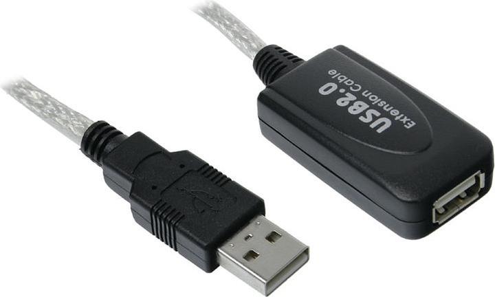 Image du produit InLine Extension active USB 2.0 5m avec amplification du signal / répéteur mâle A vers femelle A 5m (5 m, USB 2.0)