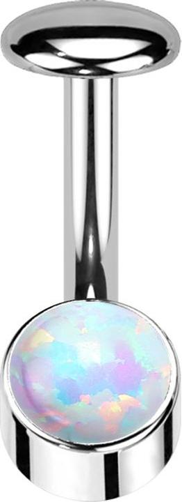 Produktbild Star Piercing Threadless Labret-Stab Banane silber Zylinder silber Opal weiss (ohne Messing, Titan G23)