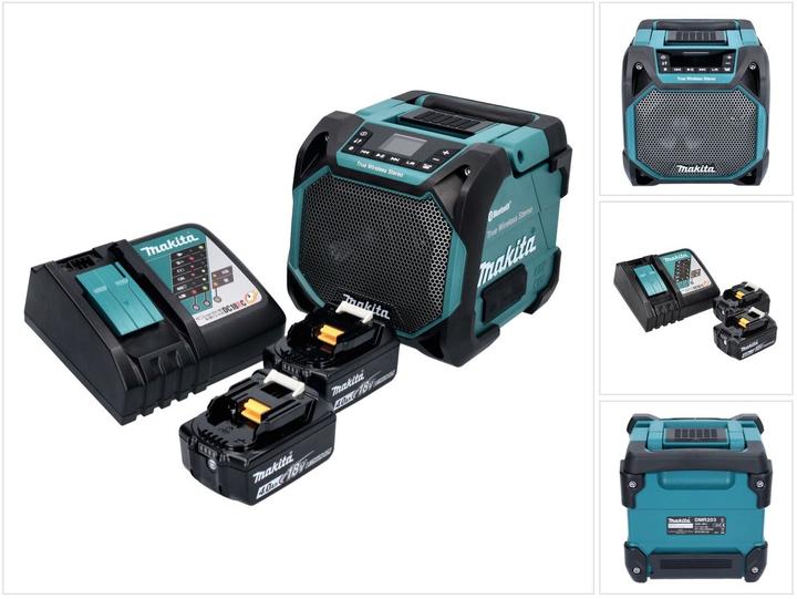 Produktbild Makita DMR 203 RM Bluetooth Lautsprecher 12 V 18 V IP64 + 2x Akku 4,0 Ah + Ladegerät (35 h, Akkubetrieb)