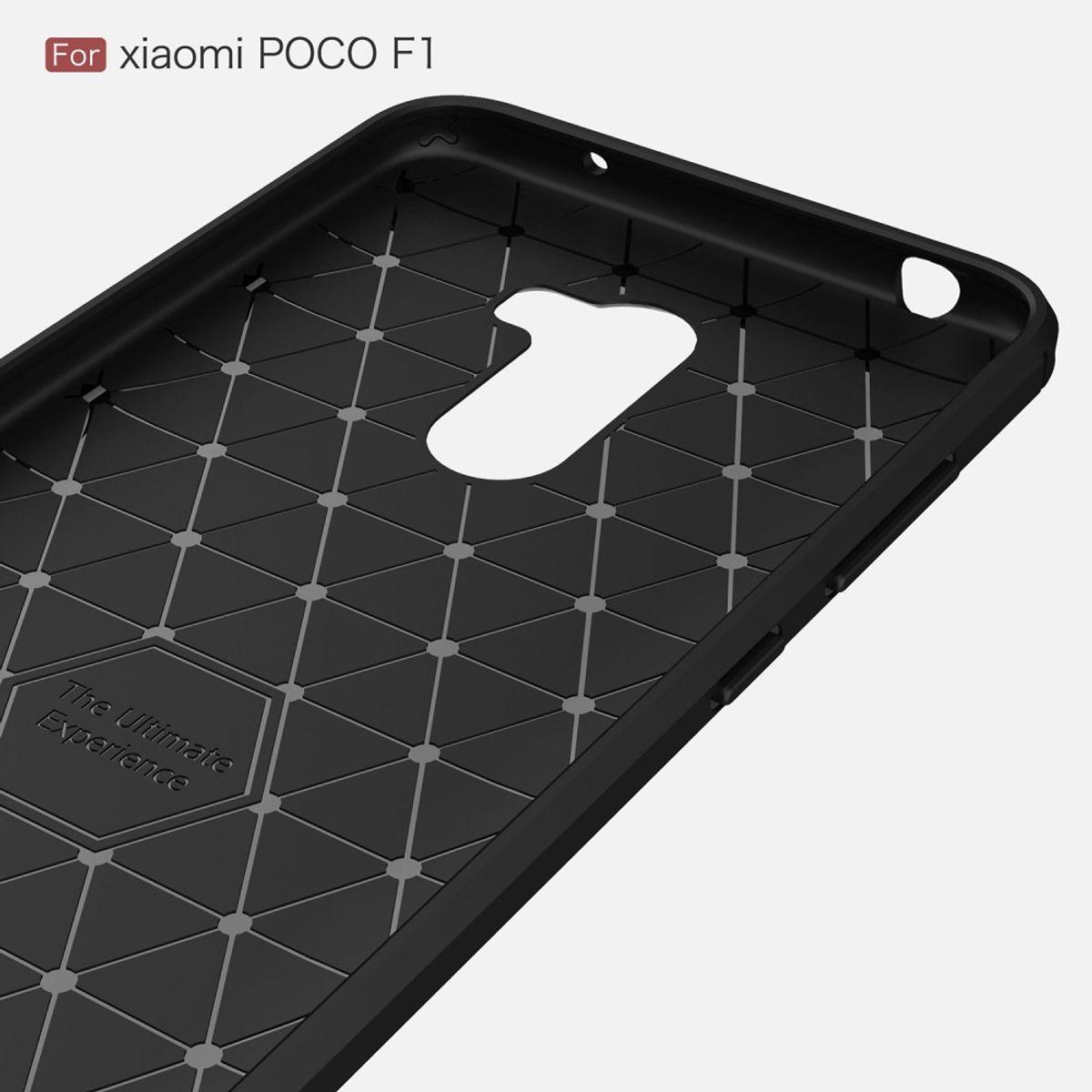 Thumbnail - König Design Hülle Handy Schutz für Xiaomi Pocophone F1 Case Cover Bumper Carbon Etui Schwarz (Xiaomi Pocophone F1), Sma...