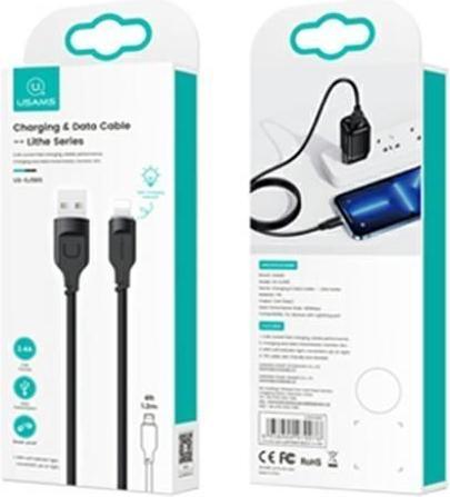Image du produit Usams Câble lightning Fast Charging 2,4A Lithe Series 1,2m czarnyblack SJ565USB0 (1.20 m, USB 3.0)