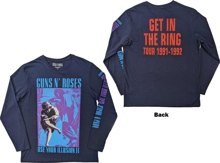 Immagine prodotto Guns N Roses Maglietta unisex con maniche lunghe per adulti Get In The Ring Tour 1991-1992 (S)