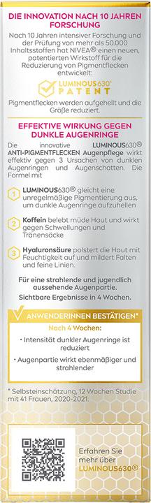 Produktbild NIVEA DUPLIKAT Cellular Luminous630 Anti-Dunkle Augenringe Augencreme (Augenpflege Crème, 15 ml)