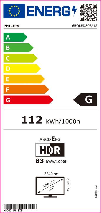 Energie-Label Philips 65OLED808/12 (65", OLED808, OLED, 4K, 2023)