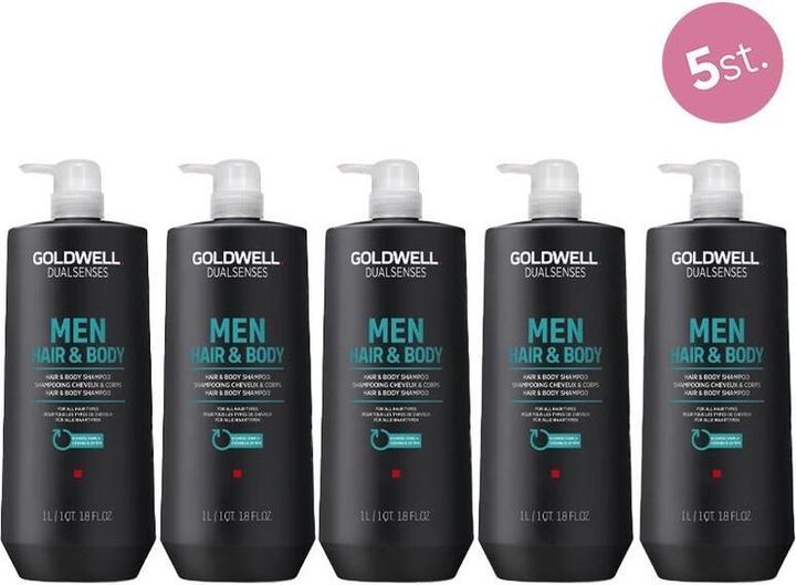 Goldwell 5x Dualsenses für Männer Haare und Körper Shampoo 1000 ml (Haarpflege Set)