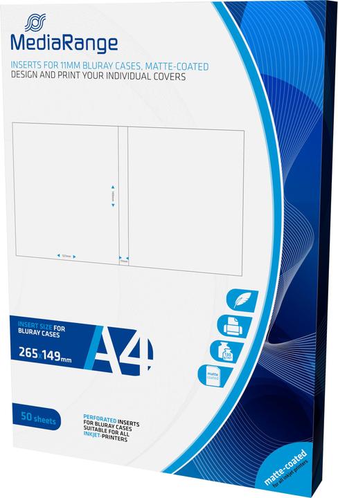 Actual product image MediaRange Inserts for bluray cases, coated (130 g/m², A4)