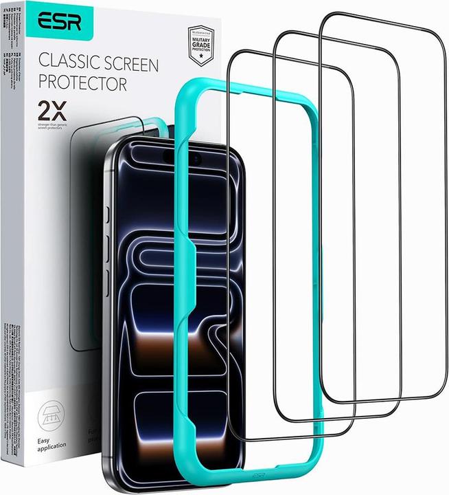 Produktbild ESR - Tempered Glass (3 pack) - iPhone 17 Pro - Clear (3 Stück, Apple iPhone 17 Pro)