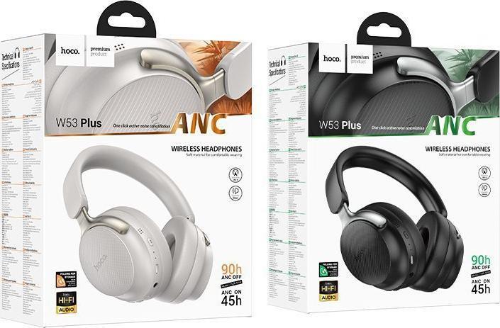 Immagine prodotto Hoco Wireless headphones wireless headphones bluetooth ANC W53 Plus black (ANC, 90 h, Senza fili)