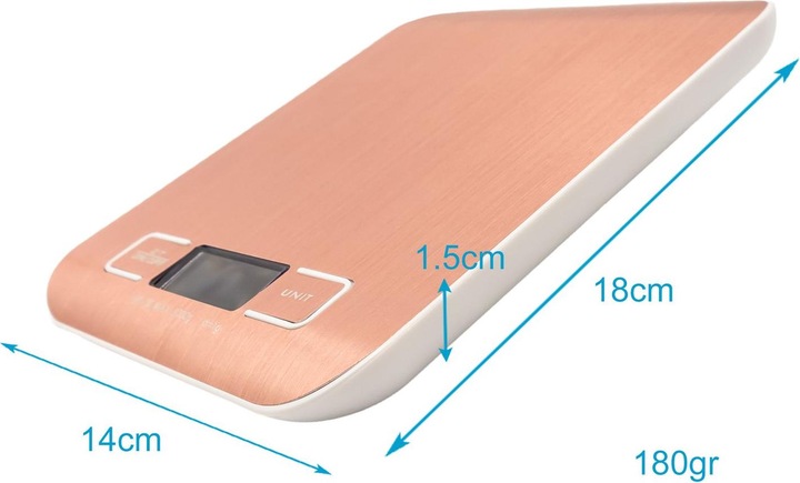 Actual product image Intirilife Digital Kitchen Scale in ROSÉ GOLD