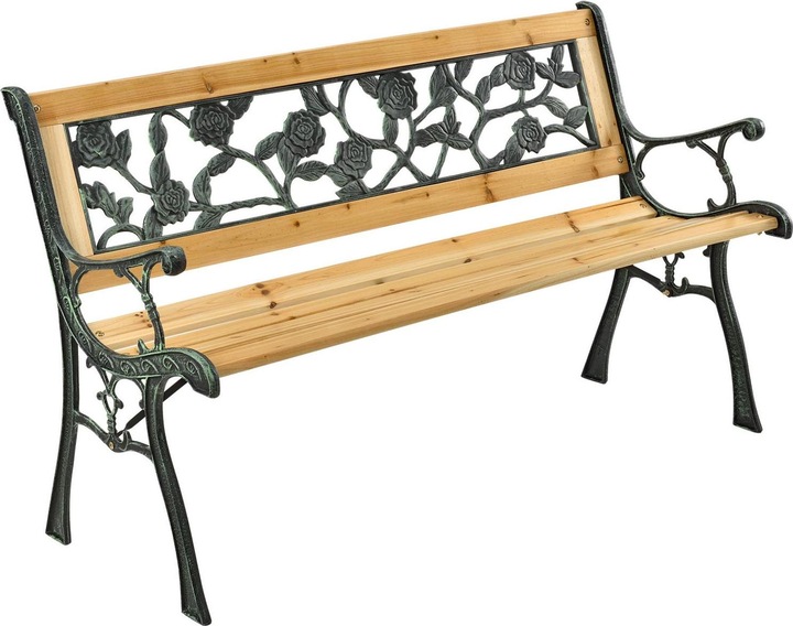 Actual product image Hauptner Cast Iron Garden Bench (2-seater) with Rose Pattern