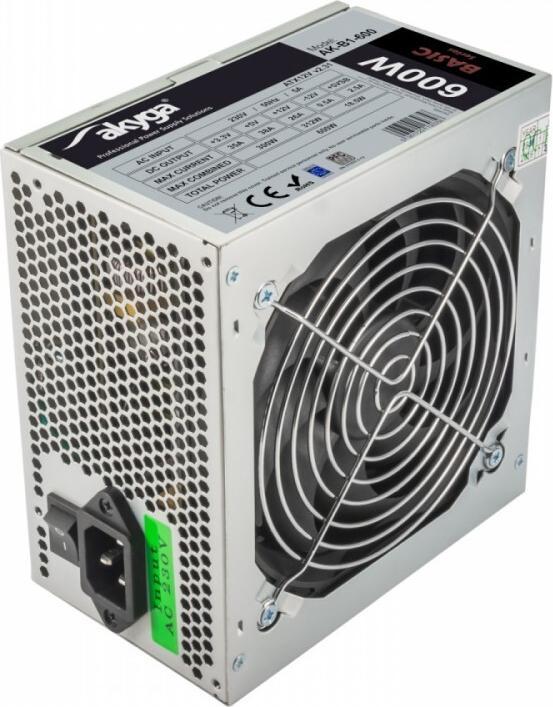 Produktbild Akyga Basic ATX Power Supply 600W AK-B1-600 Fan12cm P4 3xSATA PCI-E (600 W)