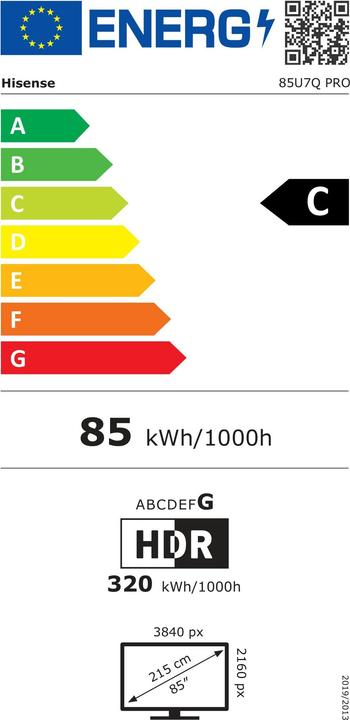 Energie-Label Hisense TV 85U7Q Pro (85", U7Q Pro, LED, 4K, 2025)