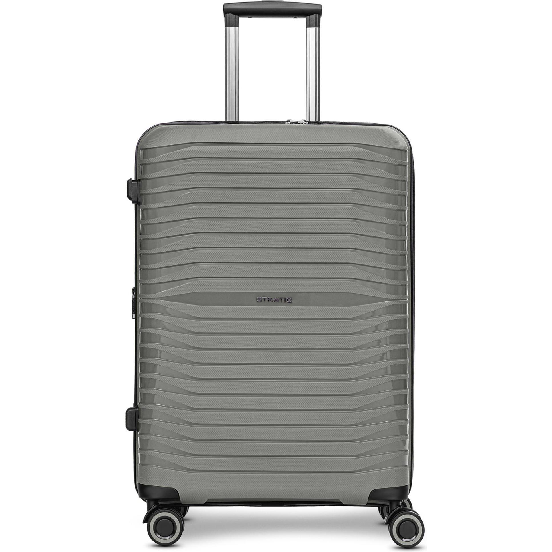 Stratic, Koffer, Shine 4 Rollen Trolley 65 cm mit Dehnfalte, Schwarz, (69 l, M (50 - 90l))