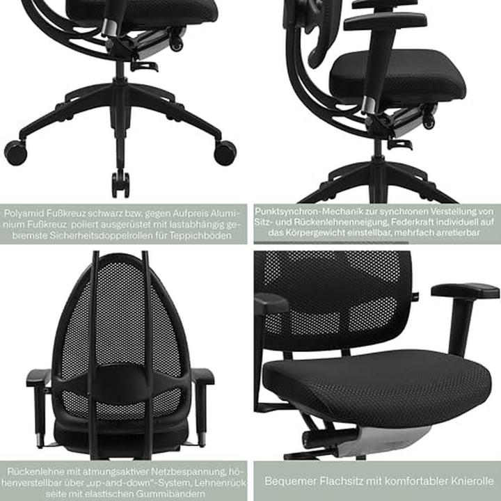 Produktbild Topstar Ergonomischer Bürostuhl mit höhenverstellbaren Armlehnen und Kopfstütze