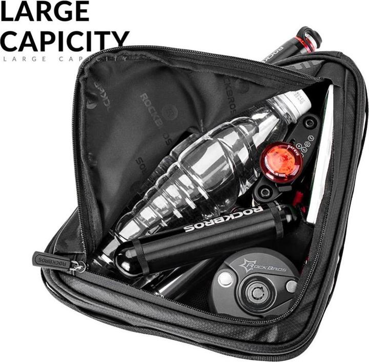 Immagine prodotto Rockbros B39-2 borsa impermeabile per telaio di bicicletta - nero (1.50 l, Borsa telaio)