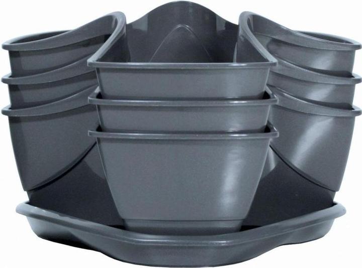 Actual product image Prosperplast Triple Pot for Herbs Coubi Herbal Anthracite
