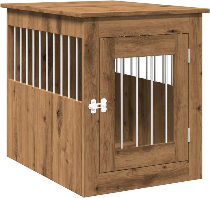 vidaXL Dog cage in furniture style Artisan oak 55x75x65 cm wood-based material