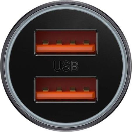 Produktbild Baseus Golden Contactor Max 2xUSB-A 60W Kfz-Ladegerät – Dunkelgrau
