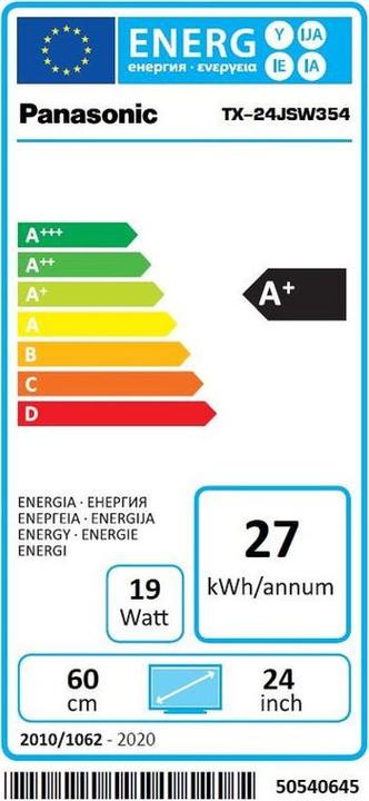 Label énergétique Panasonic TX -24JSW354 (24", JSW354, LED, HD, 2021)