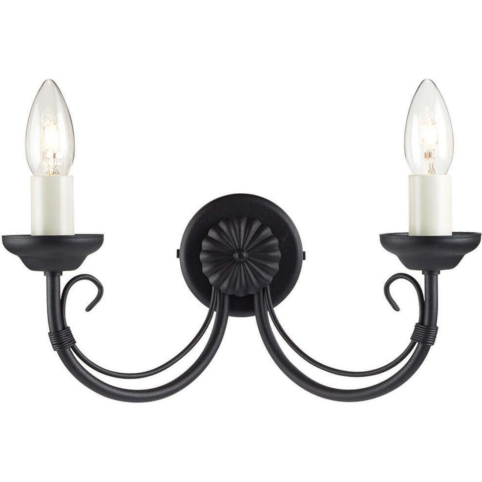 Elstead Lighting, Wandleuchte + Deckenleuchte, Chartwell Wandleuchte E14 2-fach Schwarz, Made in UK (E14)