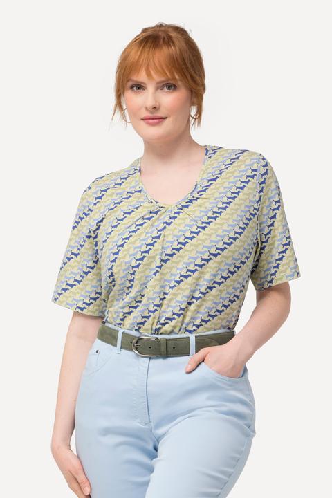 Actual product image Ulla Popken Dog Print Pleat Stretch Tee (46, 48)
