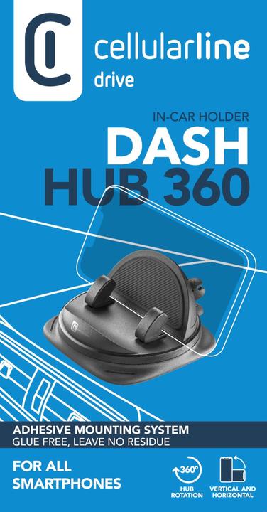 Productafbeelding Cellularline Dash Hub 360 Passieve Mobiele Telefoon/Smartphone Houder Zwart