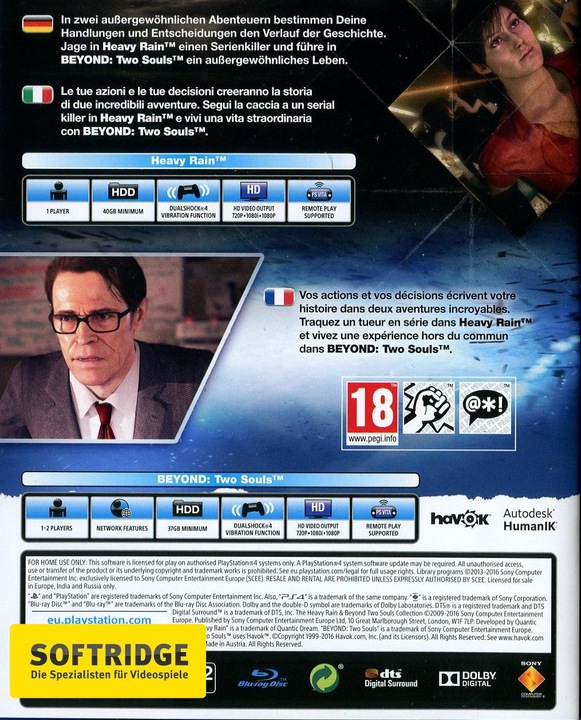 Produktbild Sony The Heavy Rain and Beyond:Two Souls Collection (PS4, Multilingual)