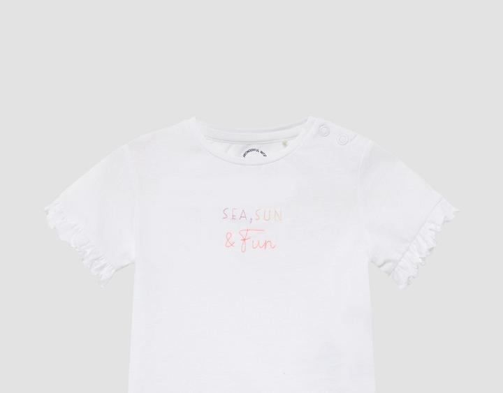 S.Oliver T-Shirt Baumwoll-T-Shirt mit Stickerei und Volantärmeln (92)