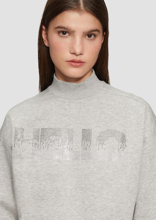 Produktbild S.Oliver Sweatshirt Verkürztes Sweatshirt mit Stehkragen und Strass-Wording (XXL)