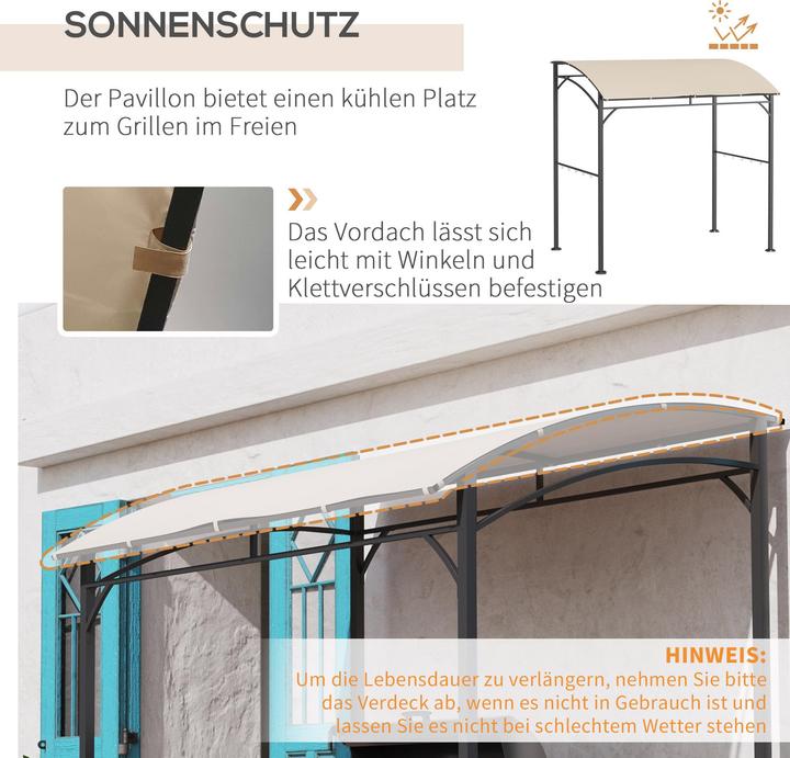 Image du produit Swisshandel24 Pavillon de barbecue, protection contre la pluie, résistant aux UV, avec crochet, acier, polyester (215 cm, 150 cm)