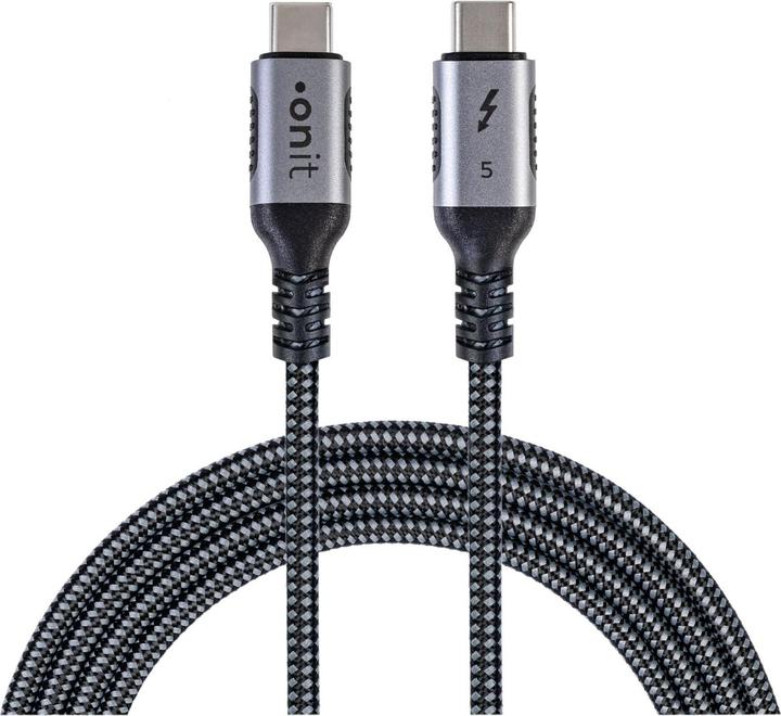 Onit Thunderbolt-5-Kabel USB C - USB C 2 m, Grau/Schwarz (2 m, USB 4.0, 240 W)