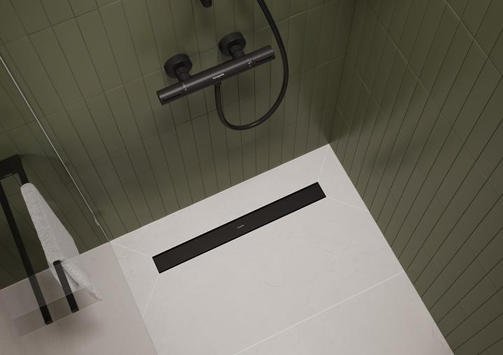 Actual product image hansgrohe raindrain go - douchegoot 70 cm met dubbelzijdig rooster, voor tegelinzet, mat zwart