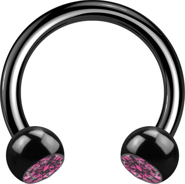 Immagine prodotto Star Piercing Bilanciere circolare nero con due sfere di cristallo rosa (senza ottone, Titanio G23)
