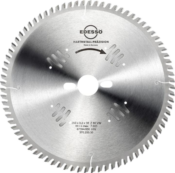 Edessö Cirkelzaagblad precisie op maat VW, HW 250x3,2/2,2x30 Z=80 VW