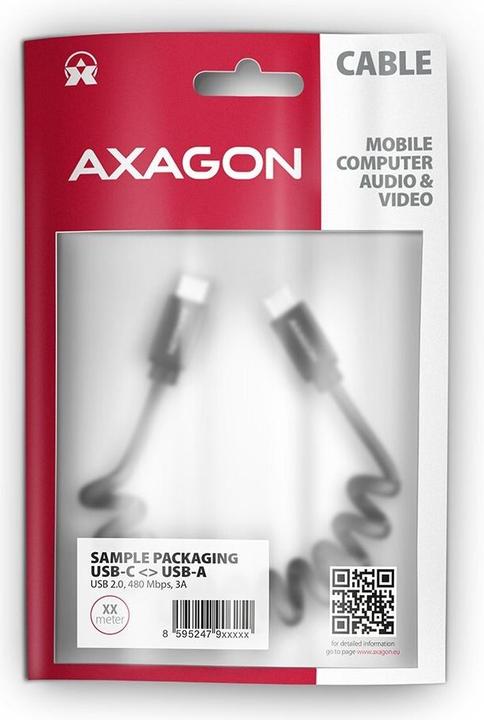 Productafbeelding Axagon BUCM-CM10TB Twister-kabel, USB-C naar USB-C 2.0 (0.60 m, USB 2.0, 60 W)