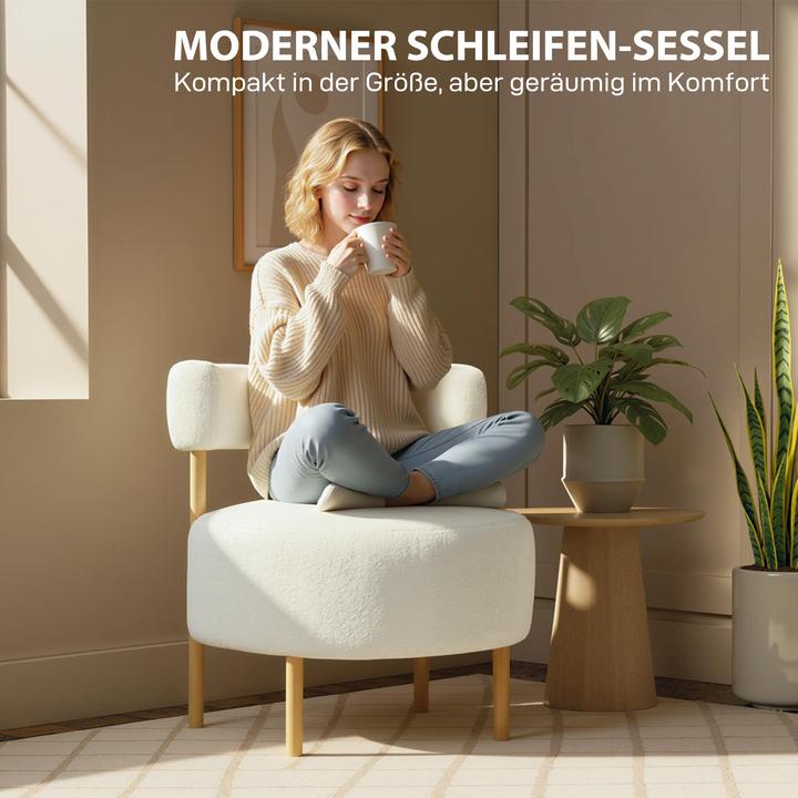 Immagine prodotto Homcom Einzelsessel Polyester, Eukalyptusholz Cremeweiss