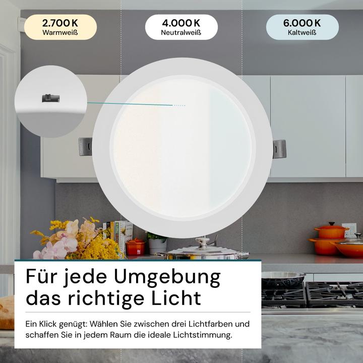 Actual product image Luxula LED-Einbauleuchte, 18W, EEK: F, 1800lm, CCT, IP44, weiss (1800 lm)